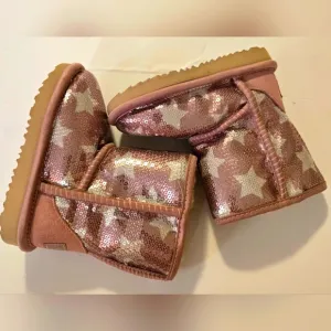 New UGG Pink Sequin Star Boots Girls Size 8