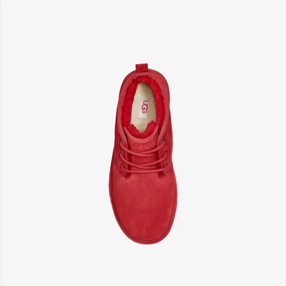 NEW UGG Suede Fur Lined Neumal Boot Lace Up Chukka Ankle Booties Samba Red 10