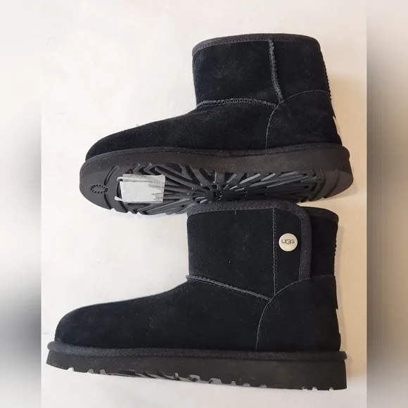 NEW! || UGGS || Jona black suede mini boots shearling pretreated sz 2
