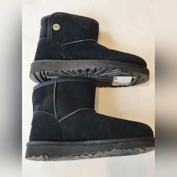 NEW! || UGGS || Jona black suede mini boots shearling pretreated sz 2