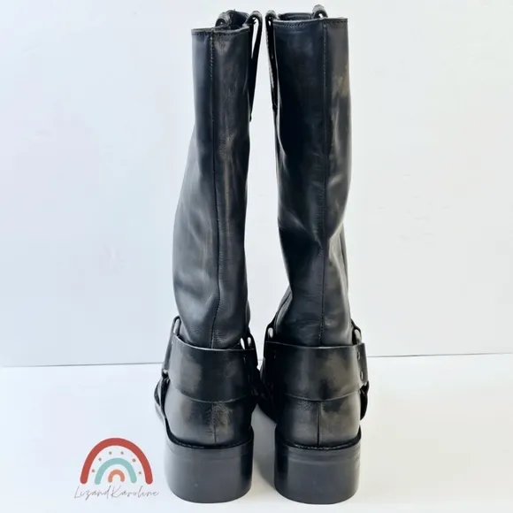 New! UO Leather Motocross Harness Biker Boots