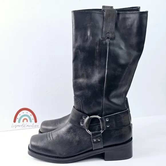 New! UO Leather Motocross Harness Biker Boots