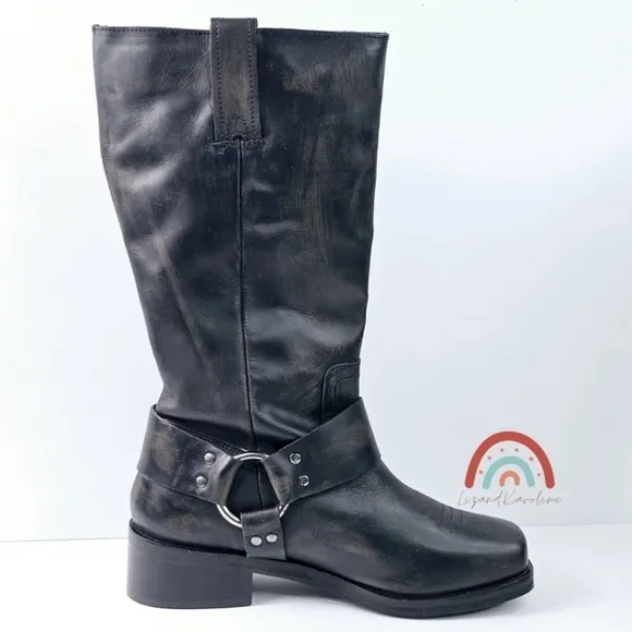New! UO Leather Motocross Harness Biker Boots