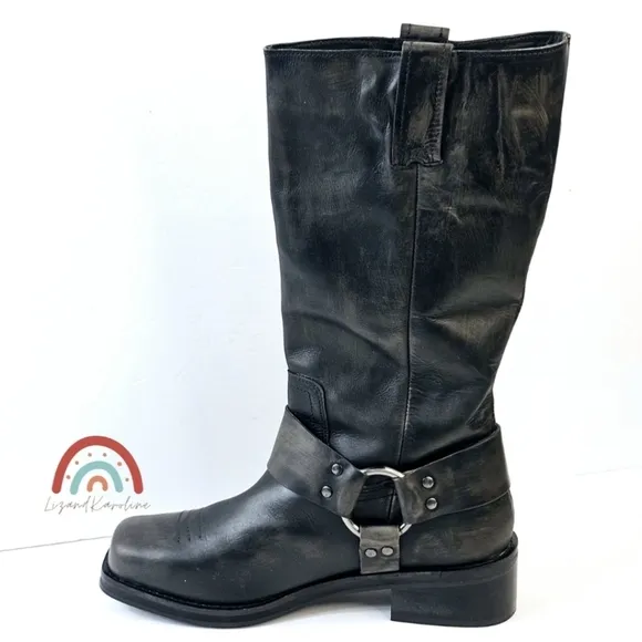 New! UO Leather Motocross Harness Biker Boots
