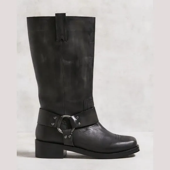 New! UO Leather Motocross Harness Biker Boots