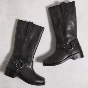 New! UO Leather Motocross Harness Biker Boots