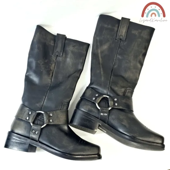 New! UO Leather Motocross Harness Biker Boots