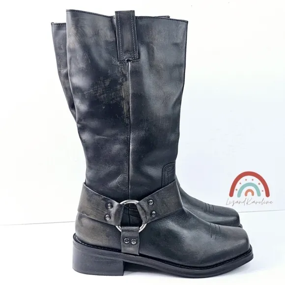 New! UO Leather Motocross Harness Biker Boots