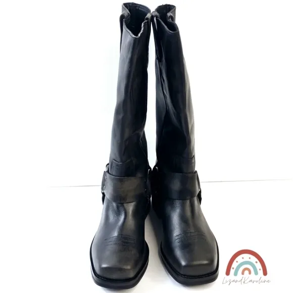 New! UO Leather Motocross Harness Biker Boots