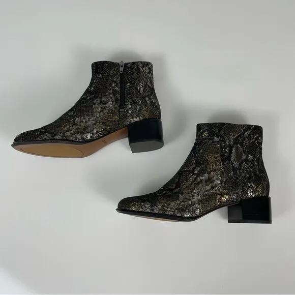 NEW Vionic Kamryn Boa Nubuck Ankle Boots Booties Metallic Snake 8