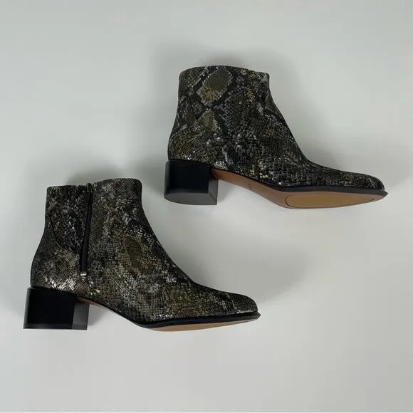 NEW Vionic Kamryn Boa Nubuck Ankle Boots Booties Metallic Snake 8