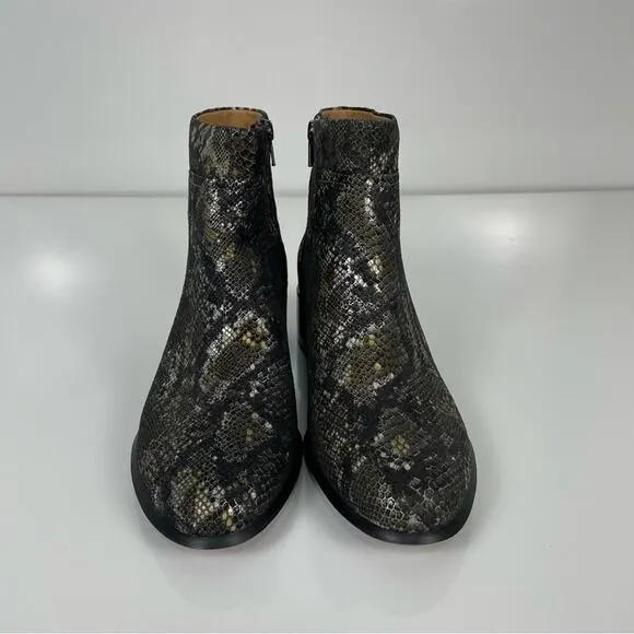 NEW Vionic Kamryn Boa Nubuck Ankle Boots Booties Metallic Snake 8