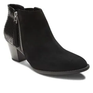 NEW VIONIC UPRIGHT ANNE BLACK SUEDE &amp; SNAKESKIN ZIP BLOCK HEEL ANKLE BOOTIES 10
