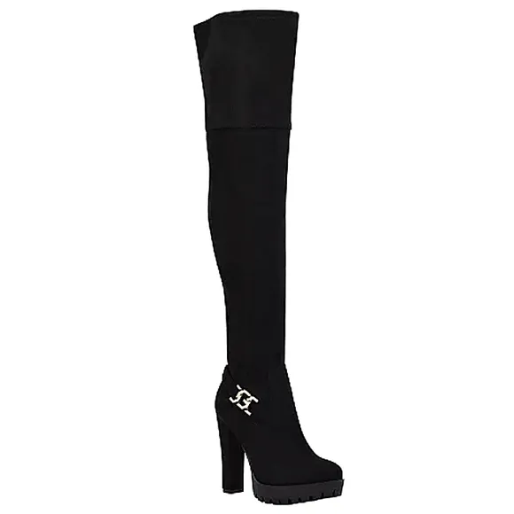 New w/Box Guess Tailia Faux Leather Zip Over-The-Knee Lug Sole Dress Boots 5.5