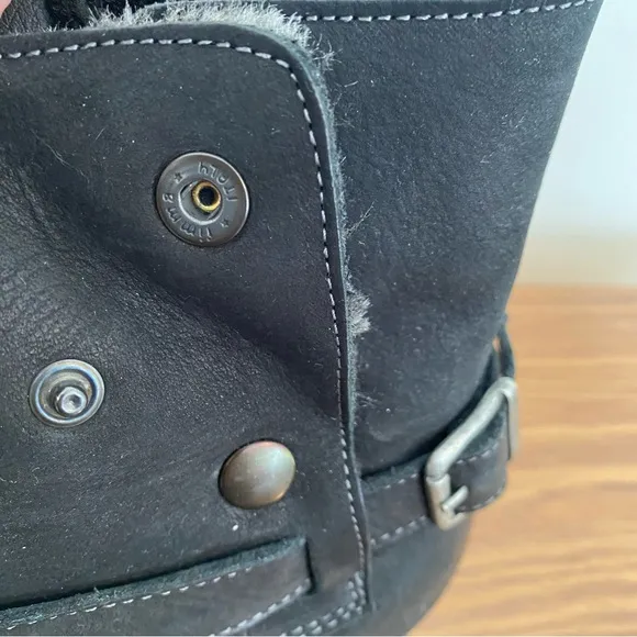 New Without Box Taos Combo Leather Engineer Boots Black Sz 41 US 10.5