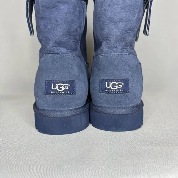NEW Womens 11 UGG Boots Bailey Bow Josette Midnight Blue Leather Bow Suede Rare