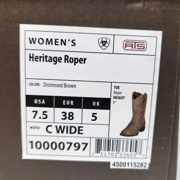 New women's 7.5 Wide Ariat Heritage Western Roper western cowgirl boots 10000797