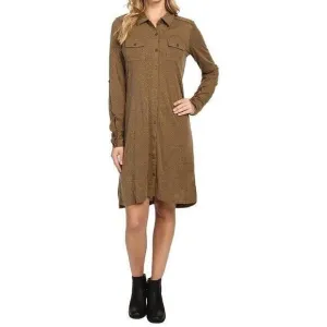 New Womens NWT PrAna Besha Shirt Dress S Heather Brown Wool Blend Buttons Pocket
