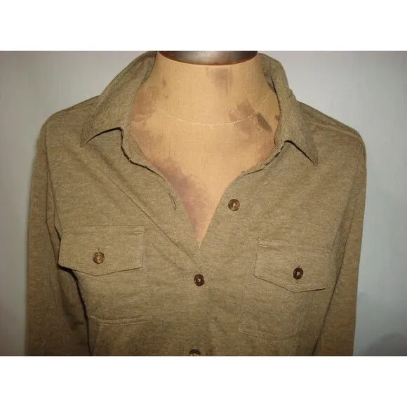New Womens NWT PrAna Besha Shirt Dress S Heather Brown Wool Blend Buttons Pocket