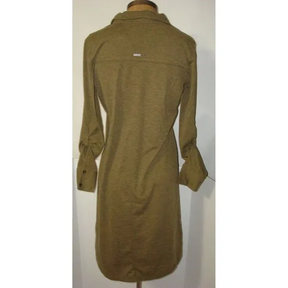 New Womens NWT PrAna Besha Shirt Dress S Heather Brown Wool Blend Buttons Pocket