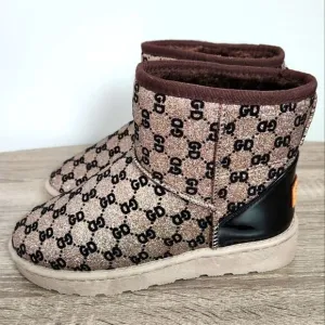 NEW WOMEN'S WINTER VERY BEAUTIFUL BOOTS BROWN WITH GLITTER COLOR SIZE 6,5