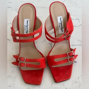 NEW (w/tags) HENRI LEPORE DEZERT orange suede kitten heels (39) Retail: $695
