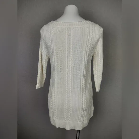 New York and Company Cream Cable Knit Sweater Size Medium