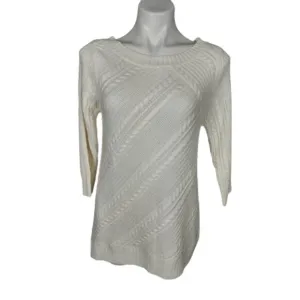 New York and Company Cream Cable Knit Sweater Size Medium