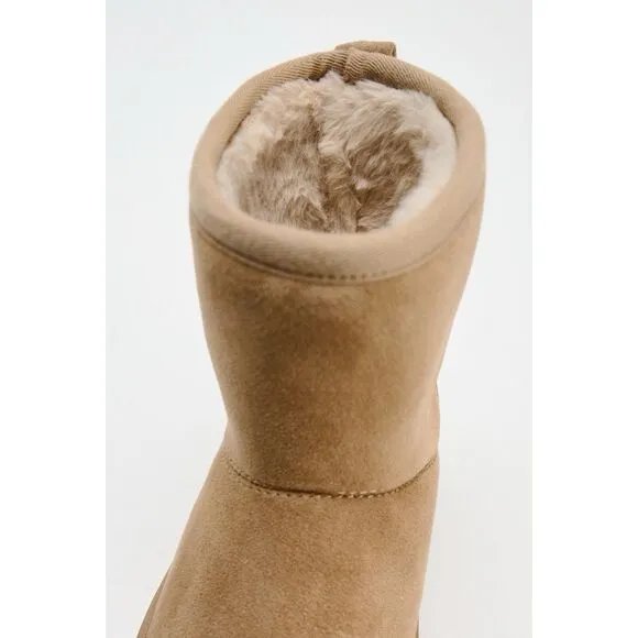 New Zara Women's Faux Fur Platform Brown Ankle Boots Size US 8 UK 6 EUR 39 NWT