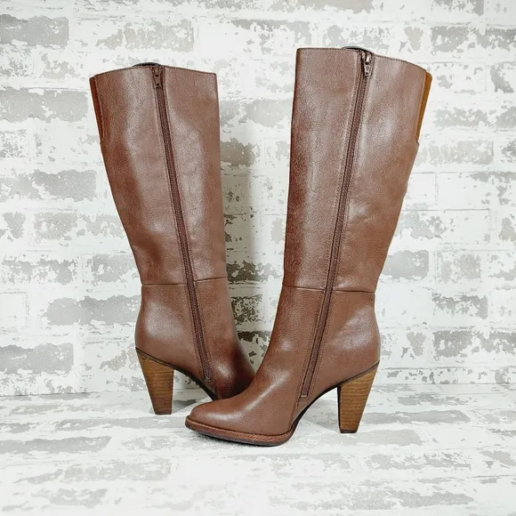 New ZODIAC Women's Dion High Shaft Brown Leather Boots Knee High Boots O365