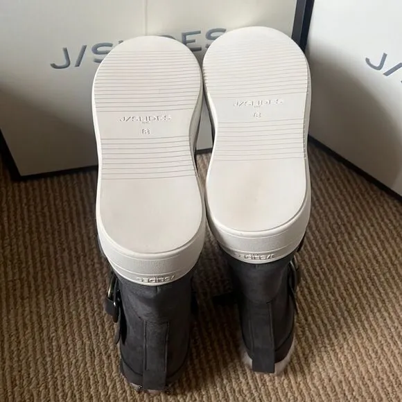 New J/slides faux fur waterproof boots gray suede 8.5