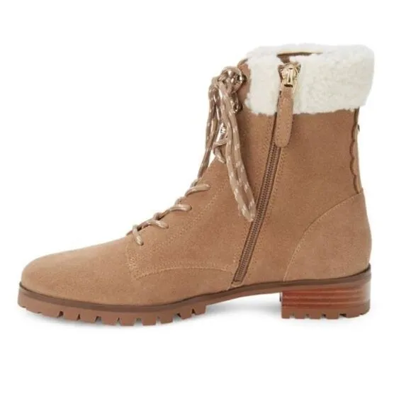 NEW Kate Spade Rafferty Faux Shearling Trim Suede Ankle Boots 8.5