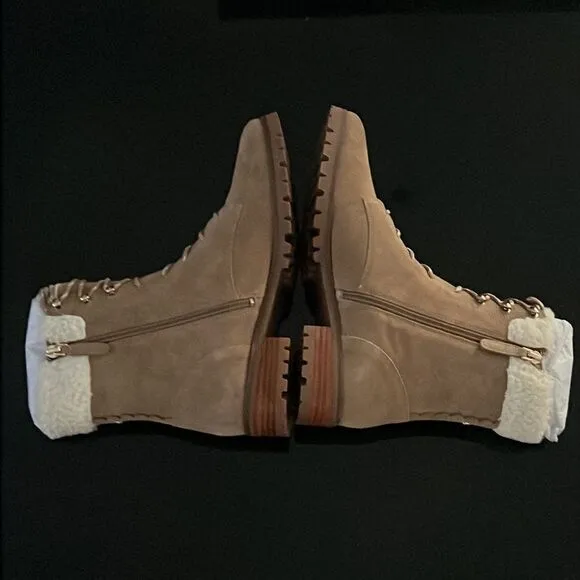 NEW Kate Spade Rafferty Faux Shearling Trim Suede Ankle Boots 8.5