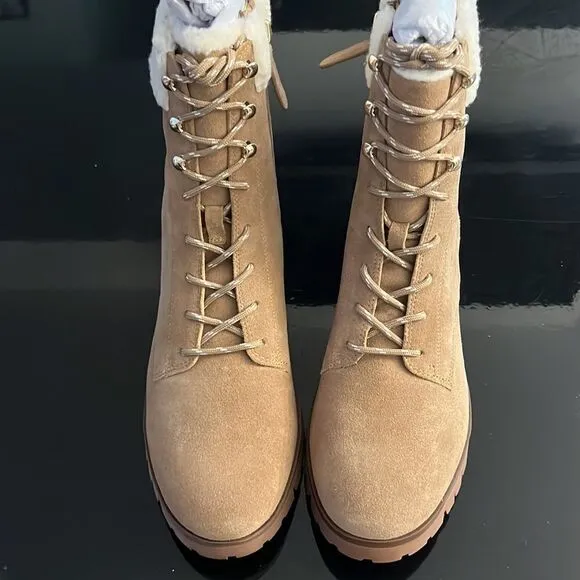 NEW Kate Spade Rafferty Faux Shearling Trim Suede Ankle Boots 8.5