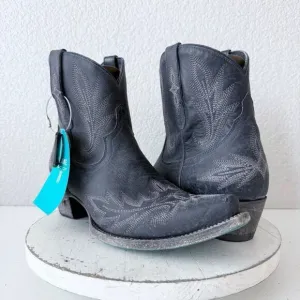 NEW Lane LEXINGTON Womens Cowboy Bootie 12 Black Leather Western Cowgirl Boots