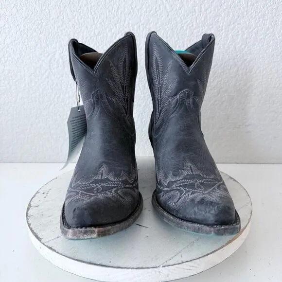 NEW Lane LEXINGTON Womens Cowboy Bootie 12 Black Leather Western Cowgirl Boots