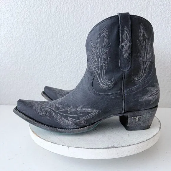 NEW Lane LEXINGTON Womens Cowboy Bootie 12 Black Leather Western Cowgirl Boots