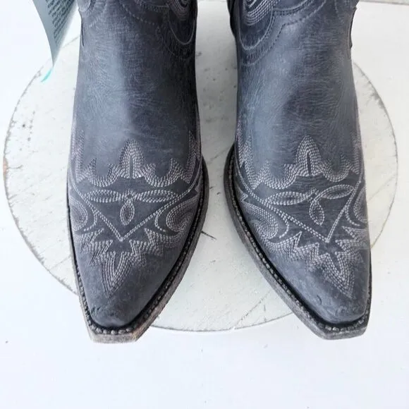 NEW Lane LEXINGTON Womens Cowboy Bootie 12 Black Leather Western Cowgirl Boots