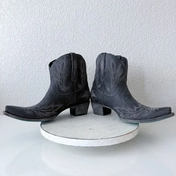 NEW Lane LEXINGTON Womens Cowboy Bootie 12 Black Leather Western Cowgirl Boots