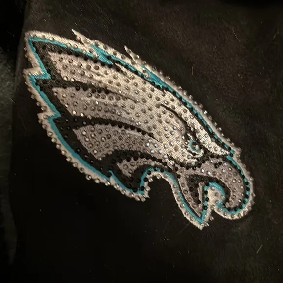 NFL Philadelphia Eagles knee high wedge boots w/faux fur and rhinestone Eagles