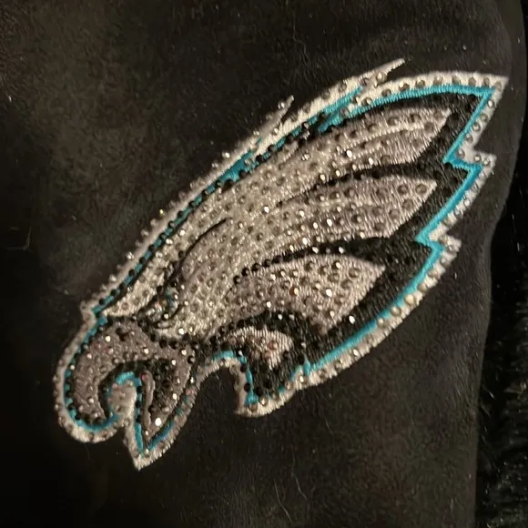 NFL Philadelphia Eagles knee high wedge boots w/faux fur and rhinestone Eagles