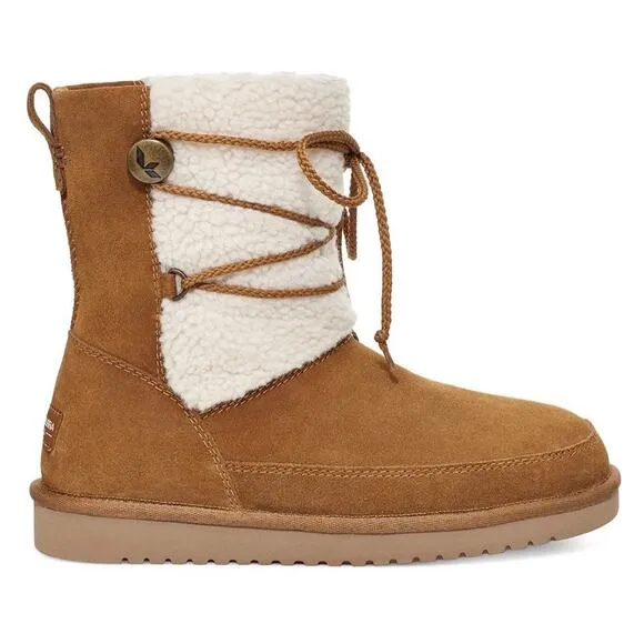 NIB Koolaburra by UGG 9 40 Michon Short Boots Bootie Suede Faux Fur Chestnut Tan