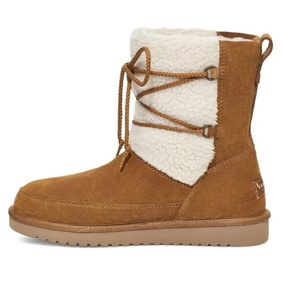 NIB Koolaburra by UGG 9 40 Michon Short Boots Bootie Suede Faux Fur Chestnut Tan