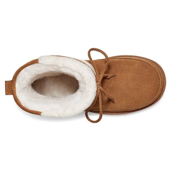 NIB Koolaburra by UGG 9 40 Michon Short Boots Bootie Suede Faux Fur Chestnut Tan