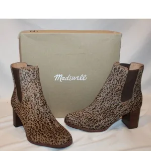 NIB MADEWELL LAURA CALF HAIR‎ HEELED CHELSEA LEOPARD BOOTS PECAN SZ 6
