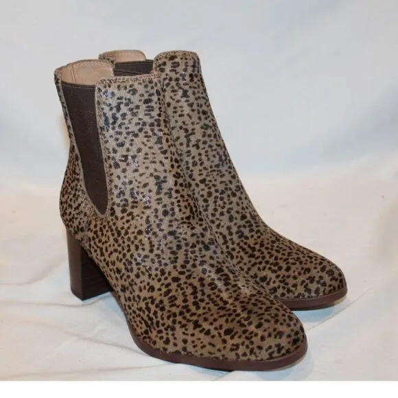 NIB MADEWELL LAURA CALF HAIR‎ HEELED CHELSEA LEOPARD BOOTS PECAN SZ 6