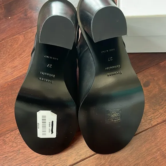 NIB Proenza Schouler Italy Janis Black Leather Ankle Strap Mule Booties