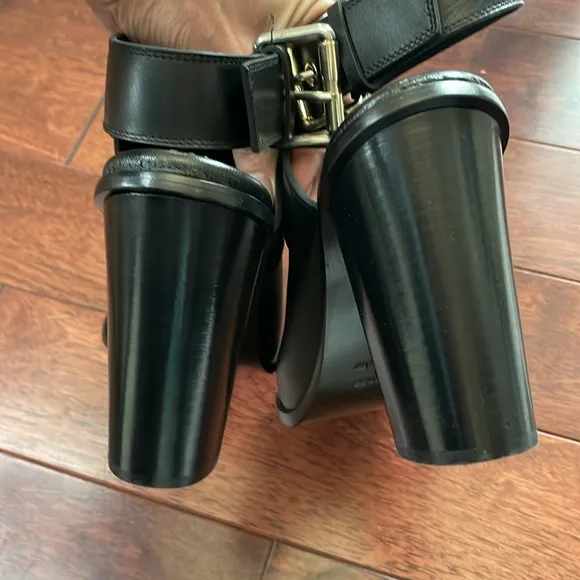 NIB Proenza Schouler Italy Janis Black Leather Ankle Strap Mule Booties