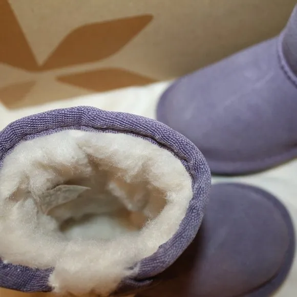 NIB‎ UGG KOOLABURRA GIRL'S CLASSIC SHORT BOW SUEDE FUR BOOTS PURPLE 5 TODDLER