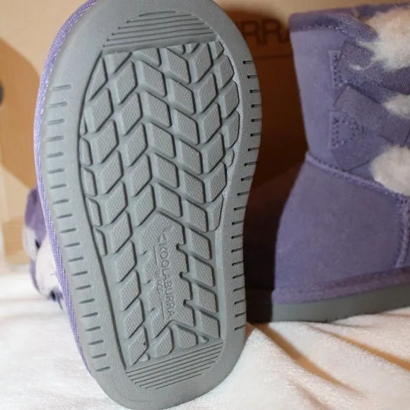 NIB‎ UGG KOOLABURRA GIRL'S CLASSIC SHORT BOW SUEDE FUR BOOTS PURPLE 5 TODDLER